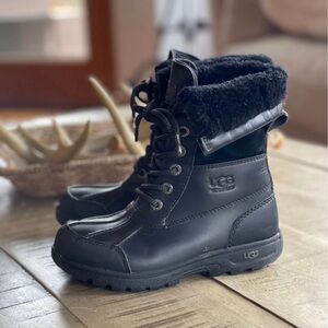 UGG Kids Black Fleece-Lined Boots